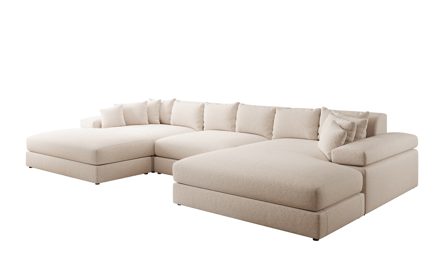 Bernardo U Designer Sofa mit breiter Ottomane aus Strukturstoff