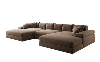 Bernardo U Designer Sofa mit breiter Ottomane aus Strukturstoff