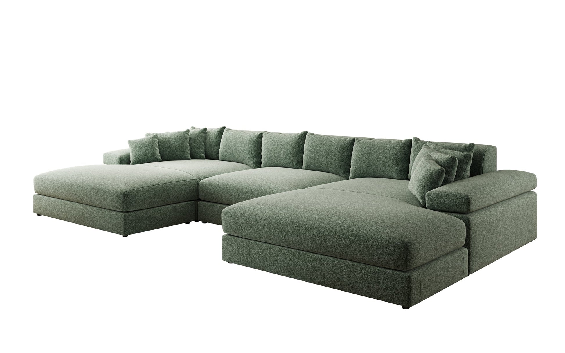Bernardo U Designer Sofa mit breiter Ottomane aus Strukturstoff