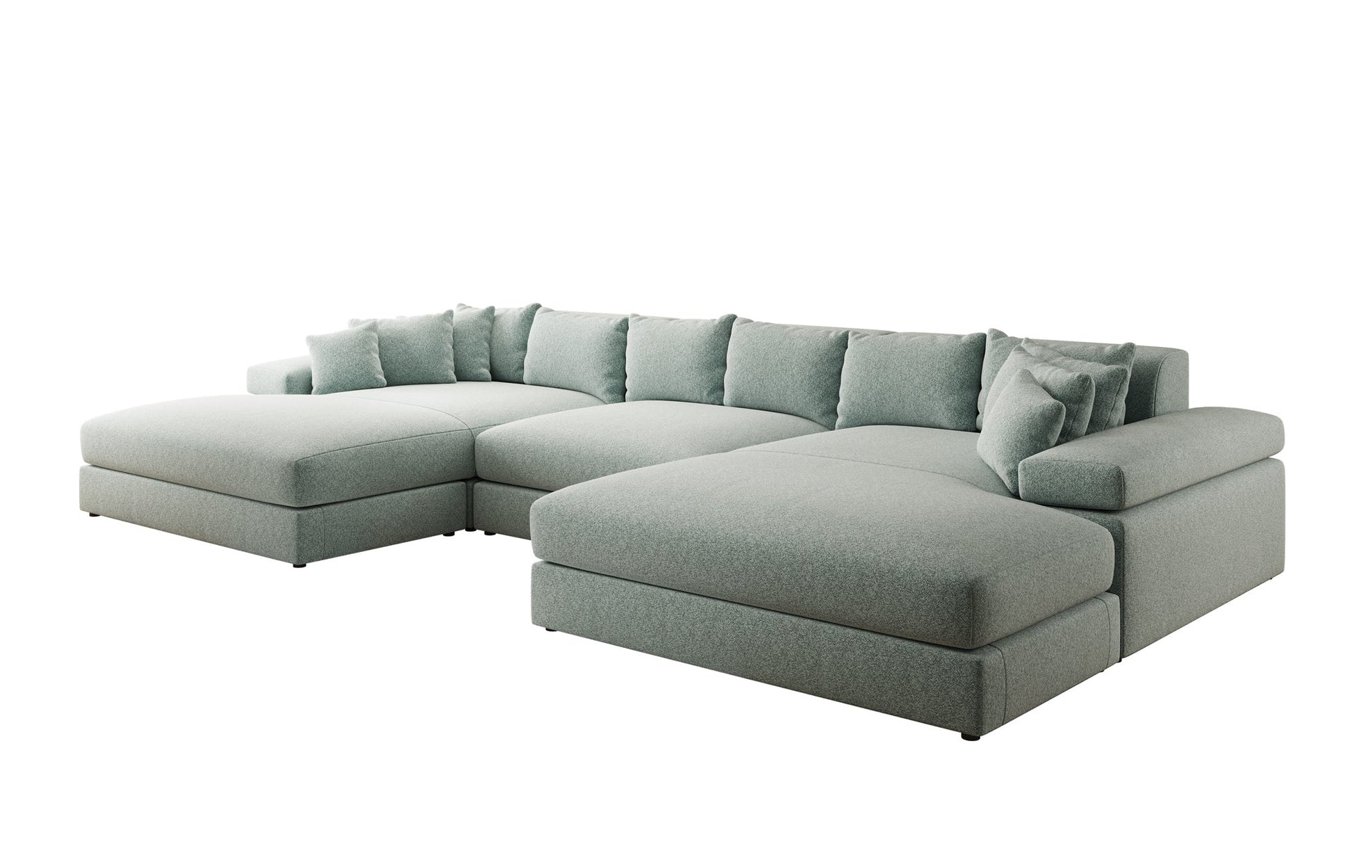Bernardo U Designer Sofa mit breiter Ottomane aus Strukturstoff