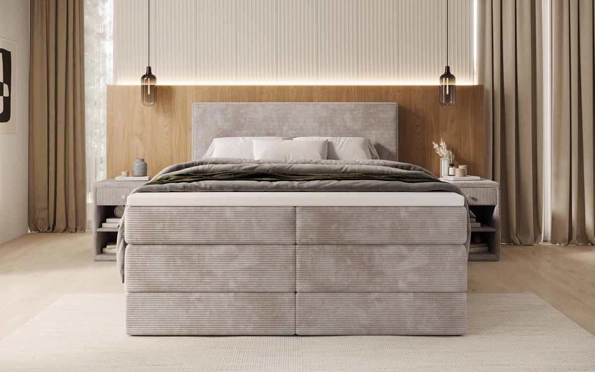 OUTLET - Boxspringbett Noren mit Stauraum in Cord