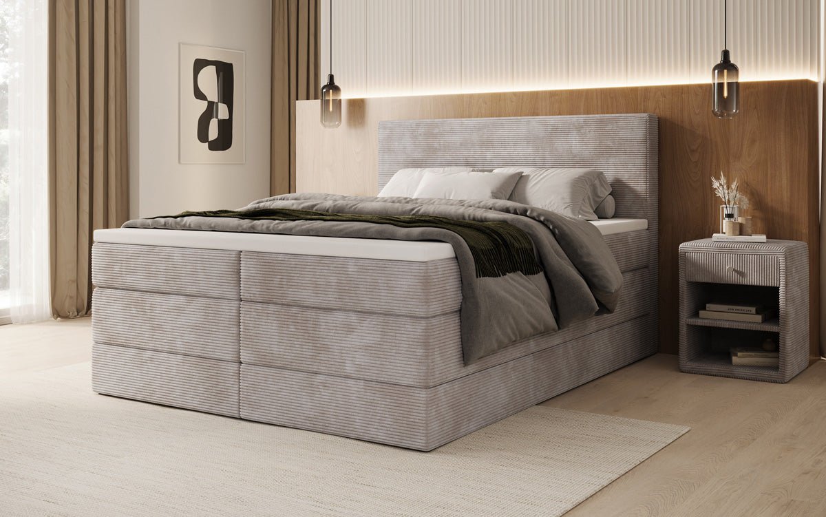 OUTLET - Boxspringbett Noren mit Stauraum in Cord