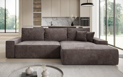 Luxusbetten24 Designer Sofa Verona Cord Breite Ottomane Schlaffunktion