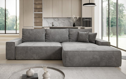 Luxusbetten24 Designer Sofa Verona Cord Breite Ottomane Schlaffunktion