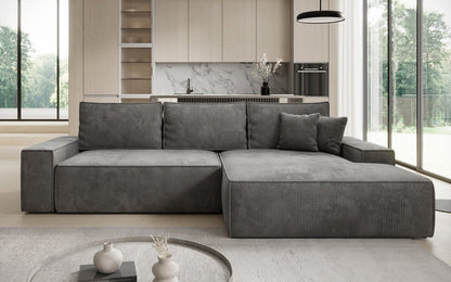 Luxusbetten24 Designer Sofa Verona Cord Breite Ottomane Schlaffunktion