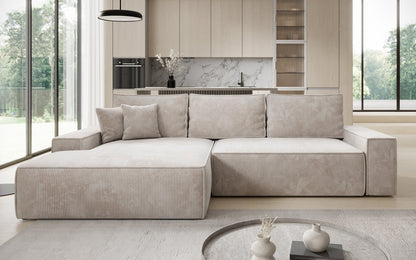 Luxusbetten24 Designer Sofa Verona Cord Breite Ottomane Schlaffunktion
