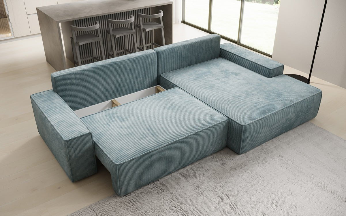 Luxusbetten24 Designer Sofa Verona Cord Breite Ottomane Schlaffunktion
