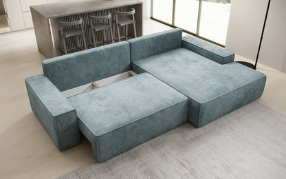 Luxusbetten24 Designer Sofa Verona Cord Breite Ottomane Schlaffunktion