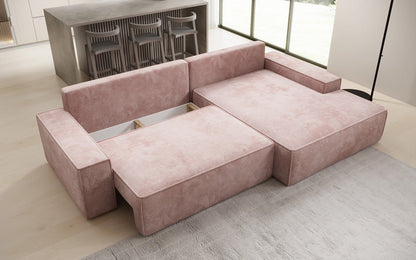 Luxusbetten24 Designer Sofa Verona Cord Breite Ottomane Schlaffunktion