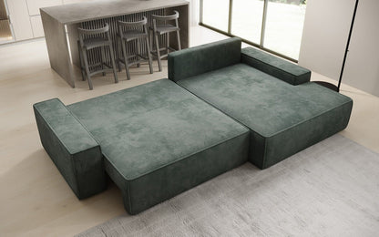 Luxusbetten24 Designer Sofa Verona Cord Breite Ottomane Schlaffunktion