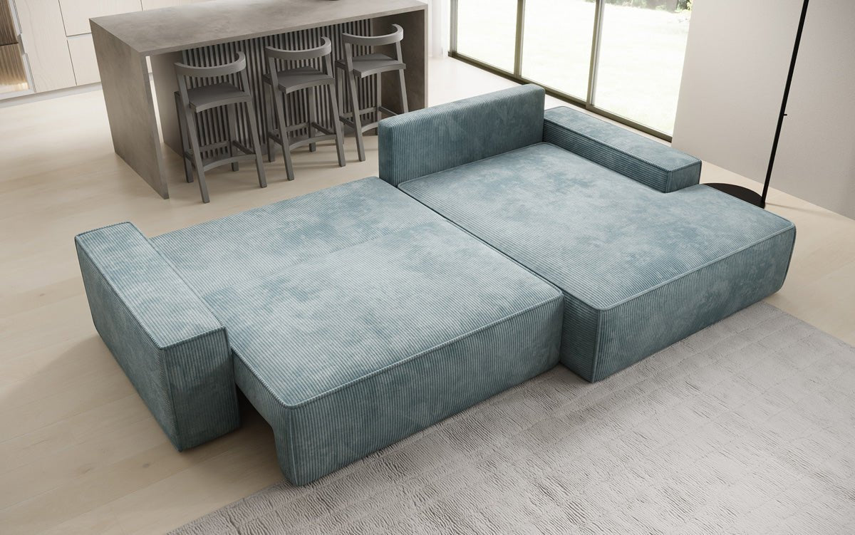 Luxusbetten24 Designer Sofa Verona Cord Breite Ottomane Schlaffunktion
