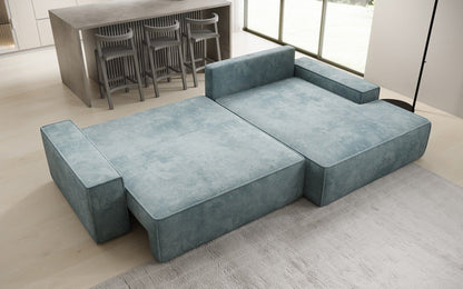 Luxusbetten24 Designer Sofa Verona Cord Breite Ottomane Schlaffunktion