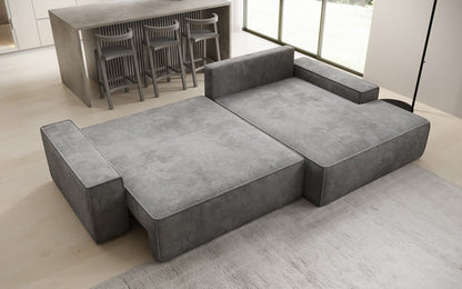 Luxusbetten24 Designer Sofa Verona Cord Breite Ottomane Schlaffunktion