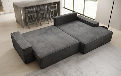 Luxusbetten24 Designer Sofa Verona Cord Breite Ottomane Schlaffunktion