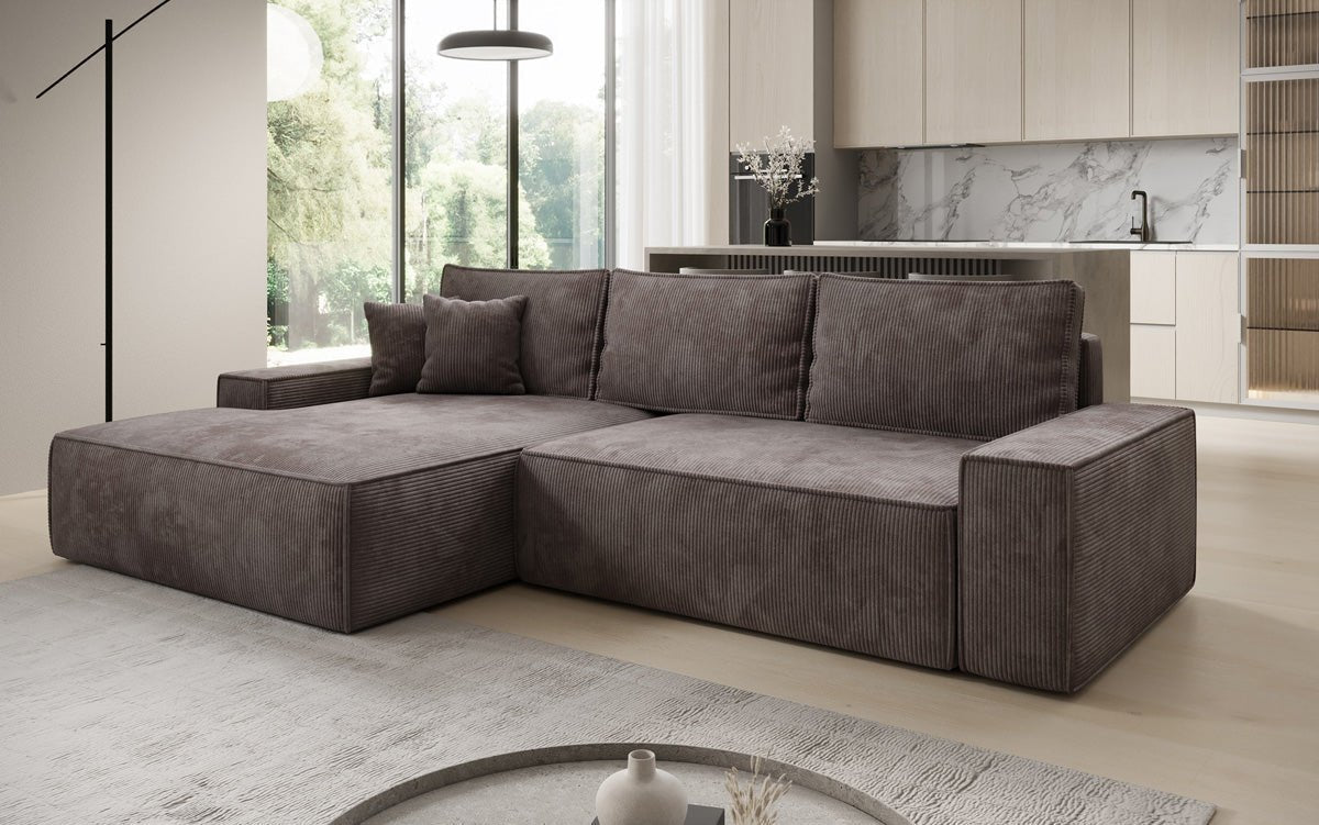 Luxusbetten24 Designer Sofa Verona Cord Breite Ottomane Schlaffunktion