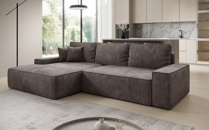 Luxusbetten24 Designer Sofa Verona Cord Breite Ottomane Schlaffunktion