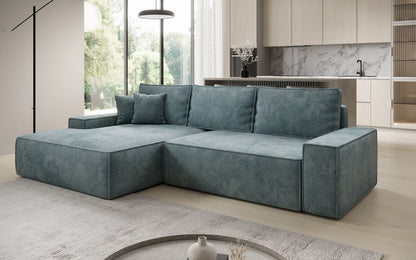 Luxusbetten24 Designer Sofa Verona Cord Breite Ottomane Schlaffunktion