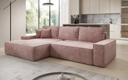 Luxusbetten24 Designer Sofa Verona Cord Breite Ottomane Schlaffunktion