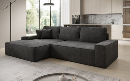 Luxusbetten24 Designer Sofa Verona Cord Breite Ottomane Schlaffunktion