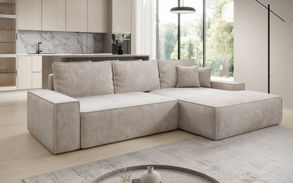 Luxusbetten24 Designer Sofa Verona Cord Breite Ottomane Schlaffunktion