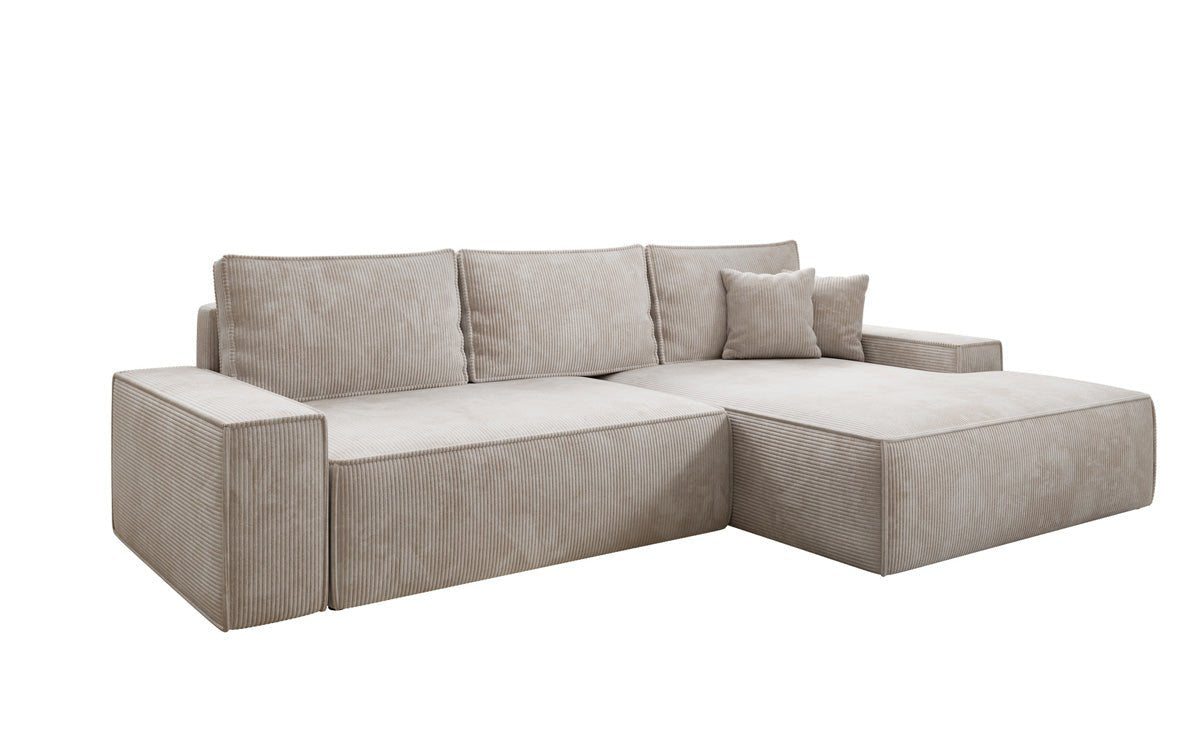 Luxusbetten24 Designer Sofa Verona Cord Breite Ottomane Schlaffunktion
