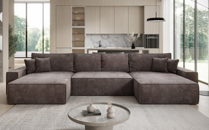 Luxusbetten24 Lunaro U Sofa mit Schlaffunktion und Stauraum, Cord
