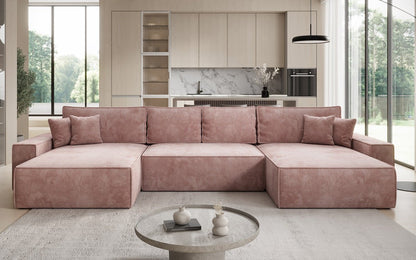 Luxusbetten24 Lunaro U Sofa mit Schlaffunktion und Stauraum, Cord