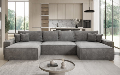 Luxusbetten24 Lunaro U Sofa mit Schlaffunktion und Stauraum, Cord