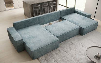Luxusbetten24 Lunaro U Sofa mit Schlaffunktion und Stauraum, Cord
