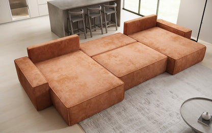 Luxusbetten24 Lunaro U Sofa mit Schlaffunktion und Stauraum, Cord
