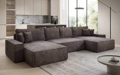 Luxusbetten24 Lunaro U Sofa mit Schlaffunktion und Stauraum, Cord