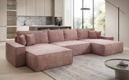 Luxusbetten24 Lunaro U Sofa mit Schlaffunktion und Stauraum, Cord