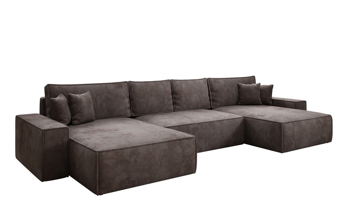 Luxusbetten24 Lunaro U Sofa mit Schlaffunktion und Stauraum, Cord