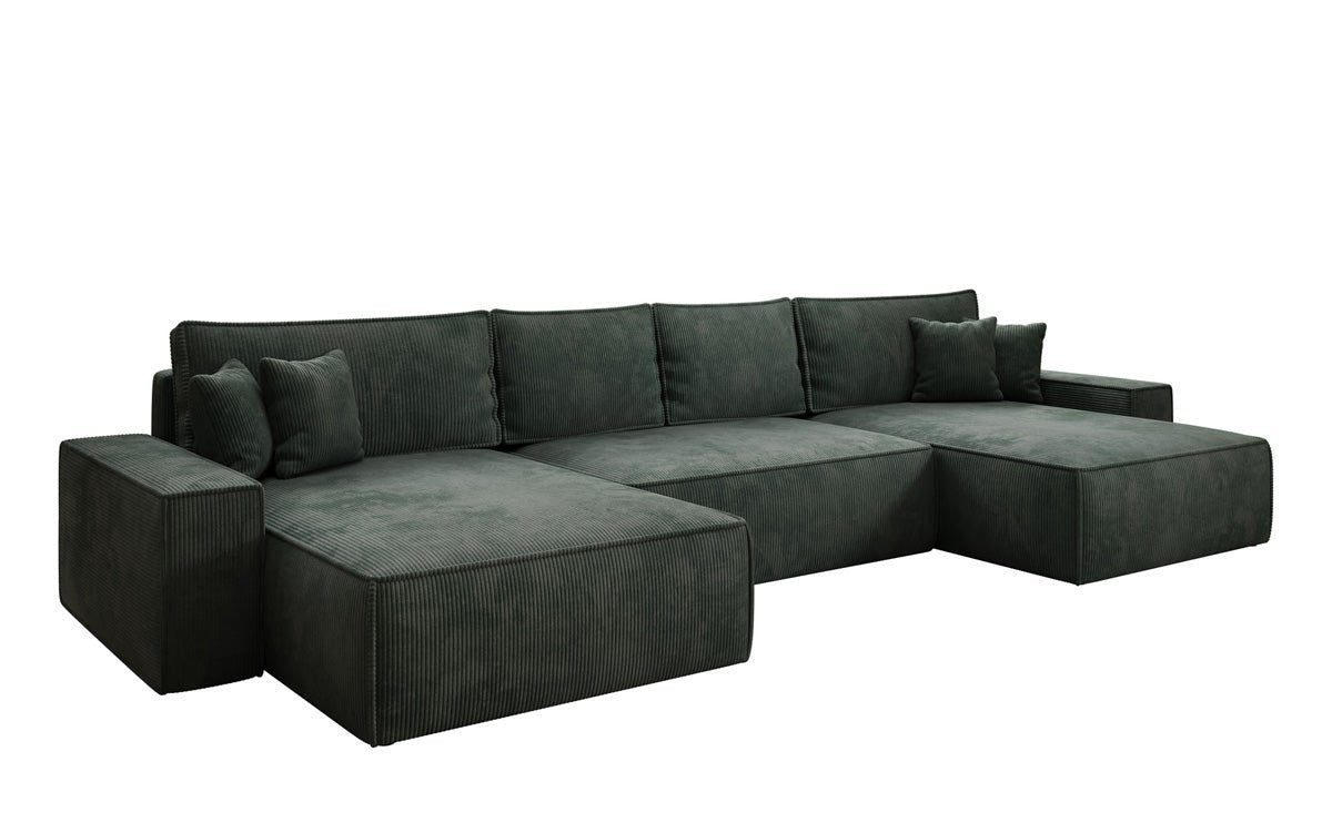 Luxusbetten24 Lunaro U Sofa mit Schlaffunktion und Stauraum, Cord