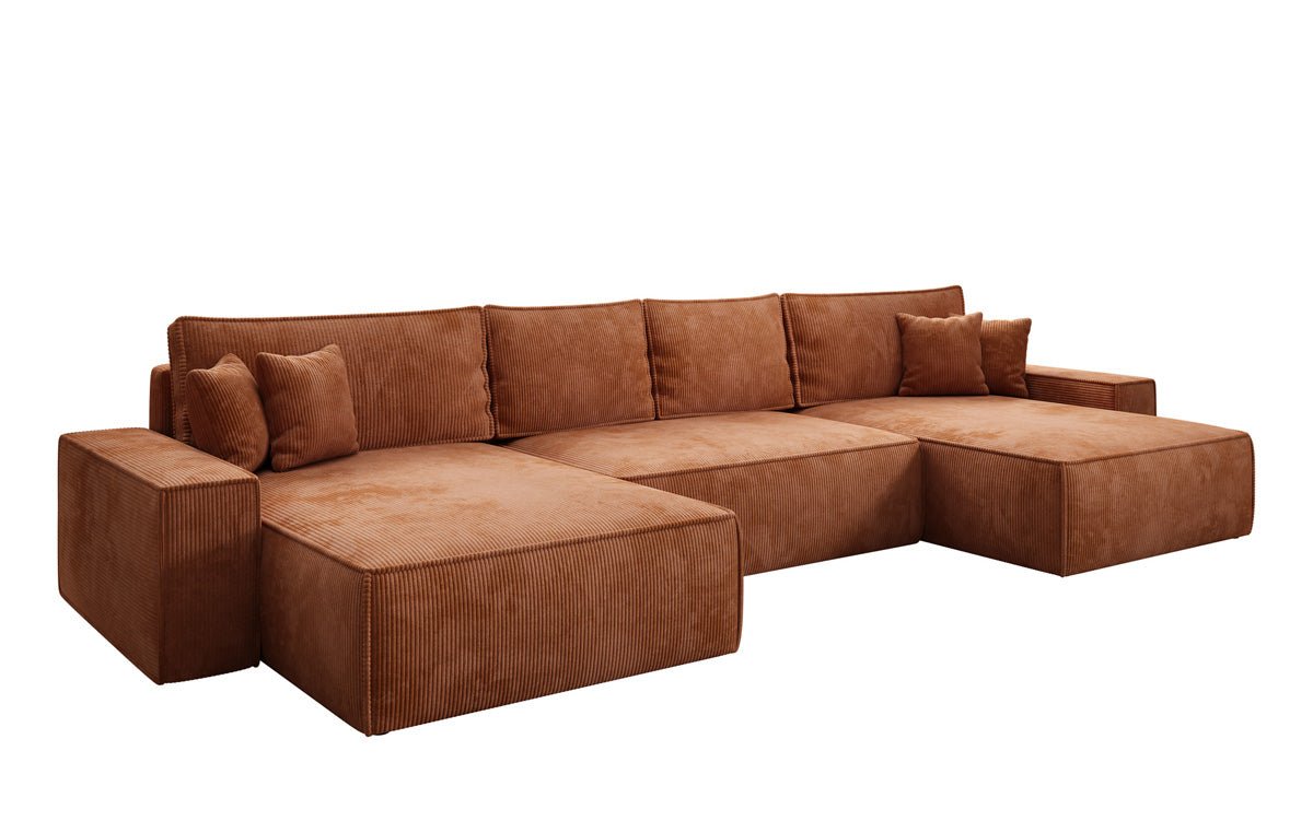 Luxusbetten24 Lunaro U Sofa mit Schlaffunktion und Stauraum, Cord