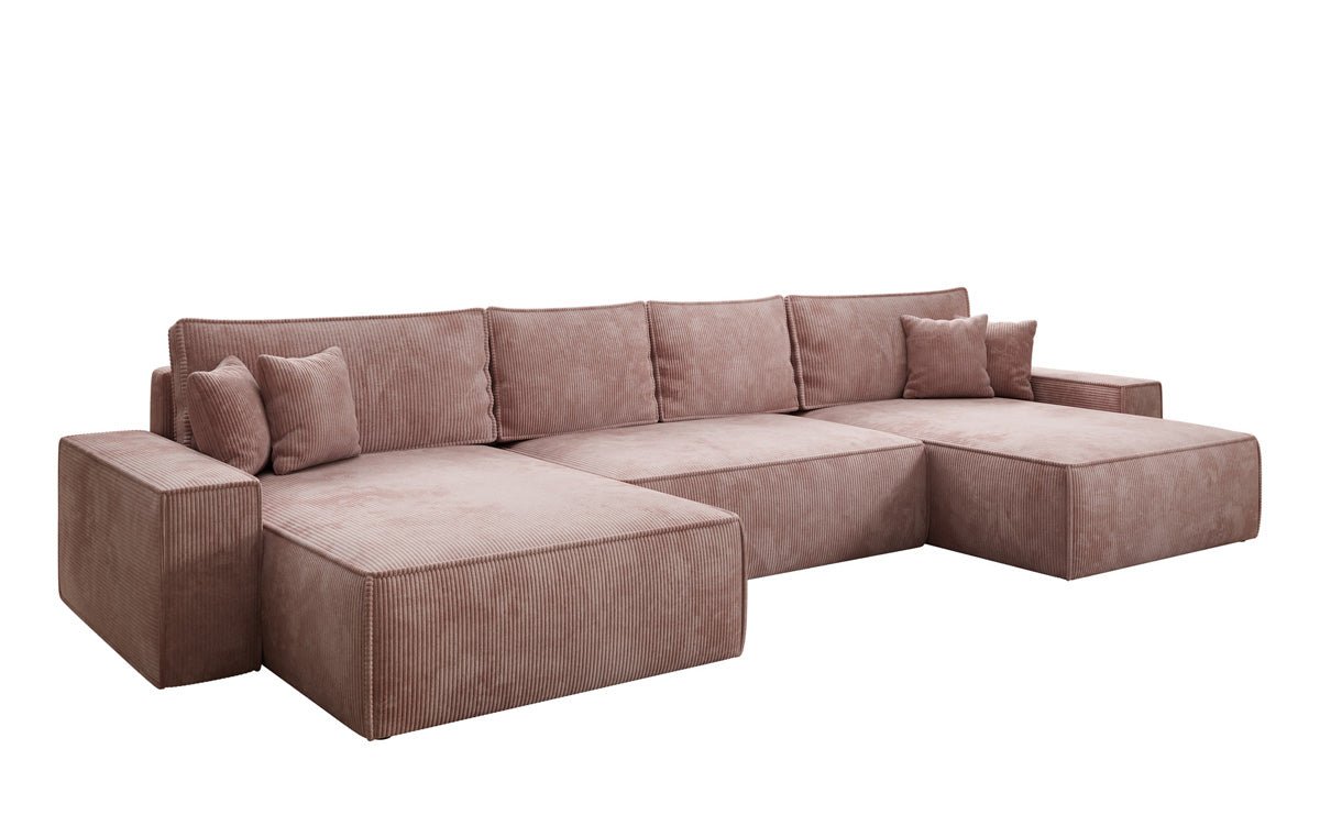 Luxusbetten24 Lunaro U Sofa mit Schlaffunktion und Stauraum, Cord