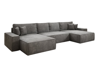 Luxusbetten24 Lunaro U Sofa mit Schlaffunktion und Stauraum, Cord