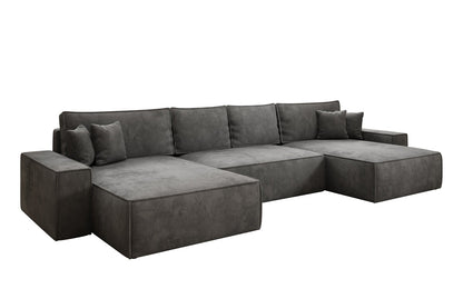 Luxusbetten24 Lunaro U Sofa mit Schlaffunktion und Stauraum, Cord
