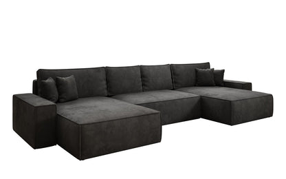 Luxusbetten24 Lunaro U Sofa mit Schlaffunktion und Stauraum, Cord