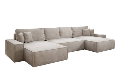 Luxusbetten24 Lunaro U Sofa mit Schlaffunktion und Stauraum, Cord