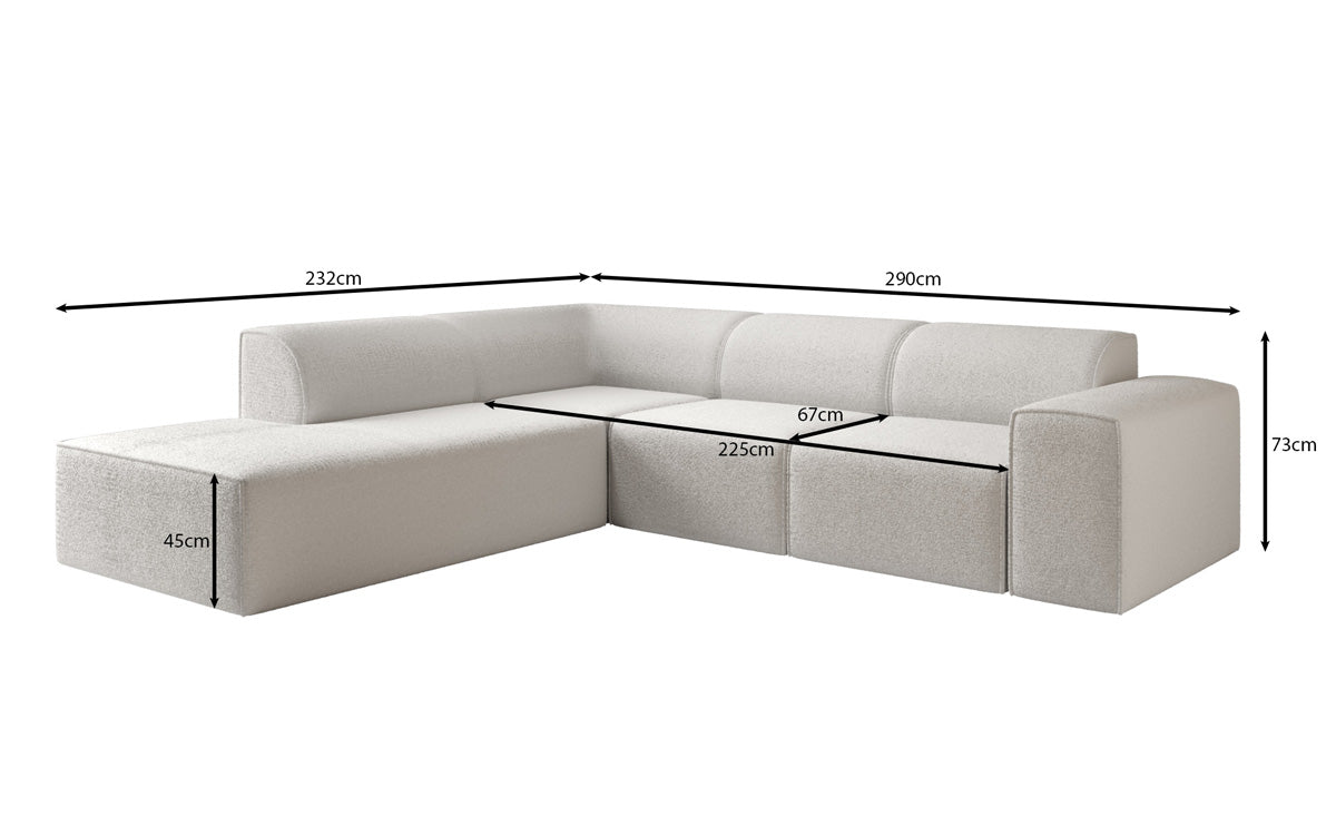 Luxusbetten24 Designer Idiola L Sofa aus Teddy Bouclé