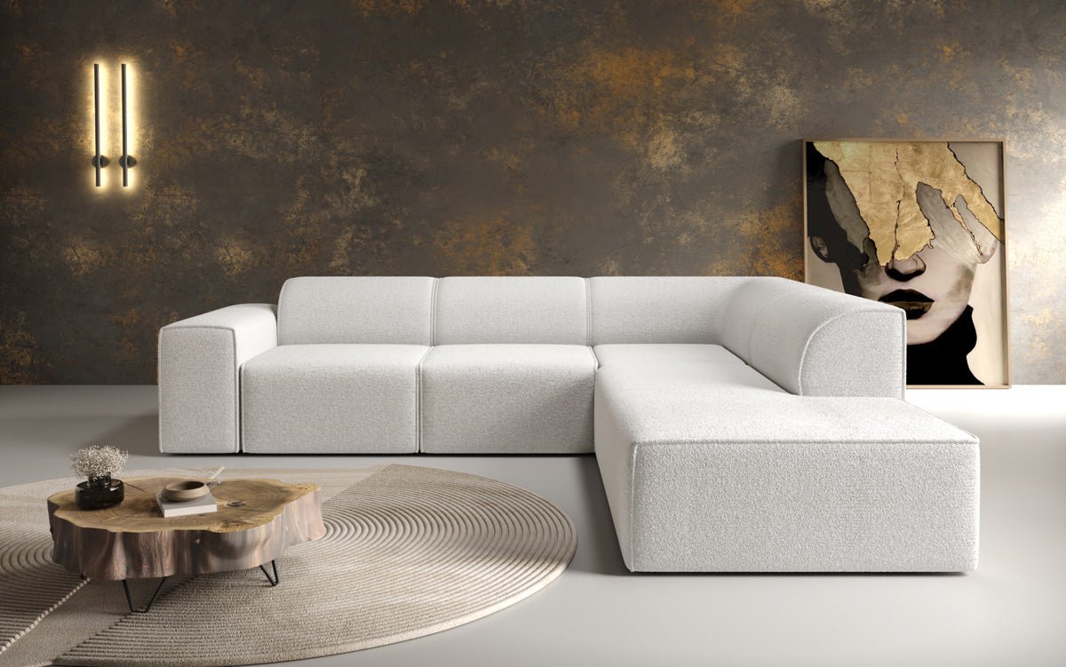 Luxusbetten24 Designer Idiola L Sofa aus Teddy Bouclé