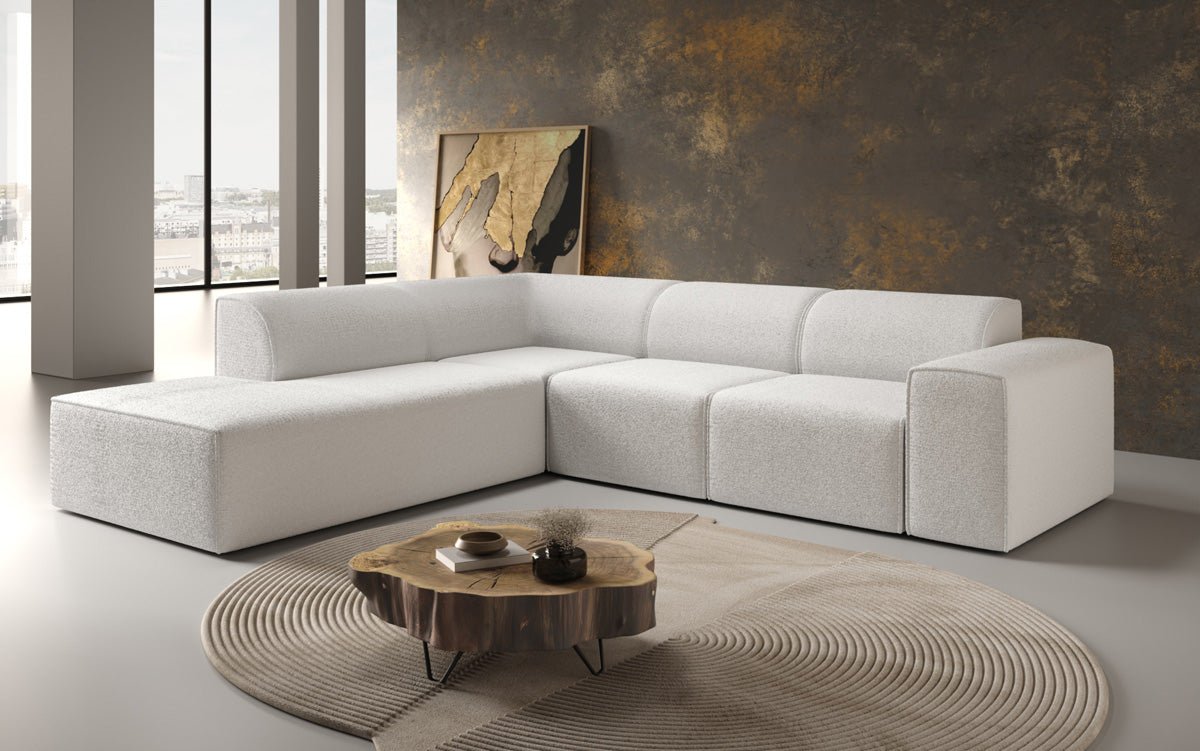 Luxusbetten24 Designer Idiola L Sofa aus Teddy Bouclé