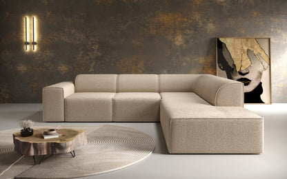 Luxusbetten24 Designer Idiola L Sofa aus Teddy Bouclé