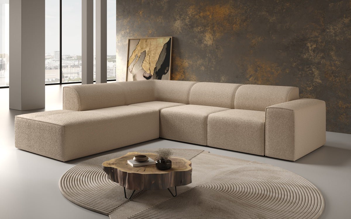 Luxusbetten24 Designer Idiola L Sofa aus Teddy Bouclé