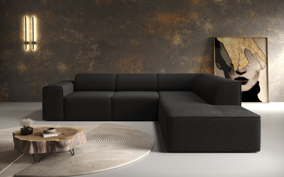Luxusbetten24 Designer Idiola L Sofa aus Teddy Bouclé