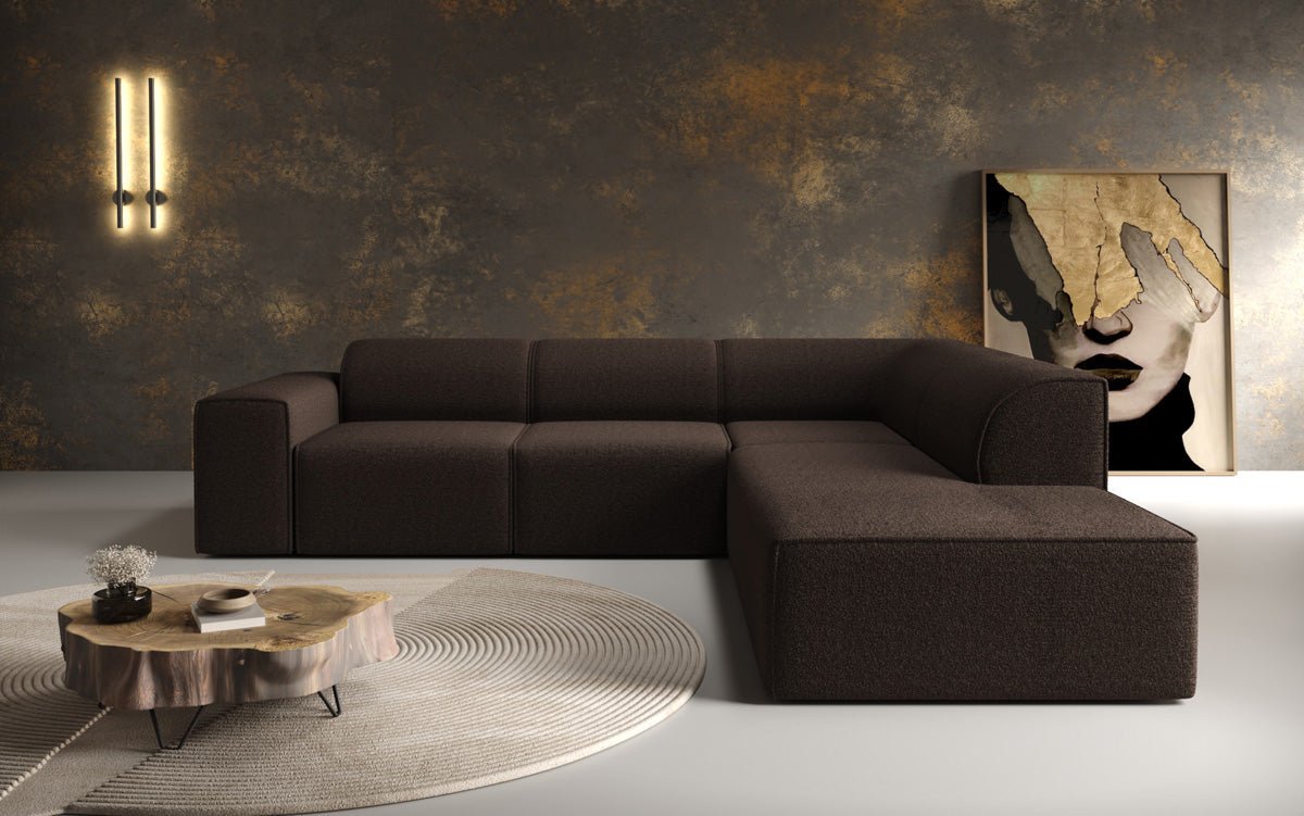 Luxusbetten24 Designer Idiola L Sofa aus Teddy Bouclé