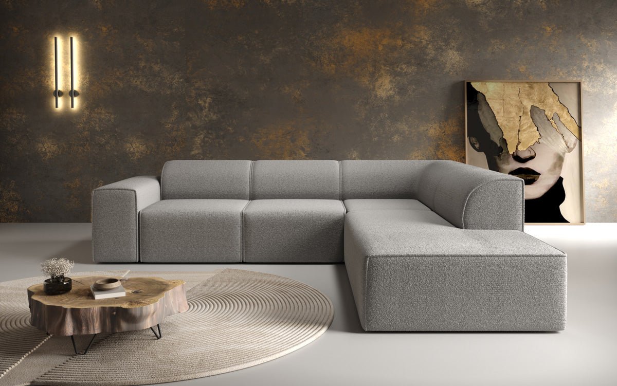 Luxusbetten24 Designer Idiola L Sofa aus Teddy Bouclé