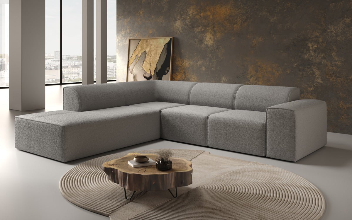 Luxusbetten24 Designer Idiola L Sofa aus Teddy Bouclé
