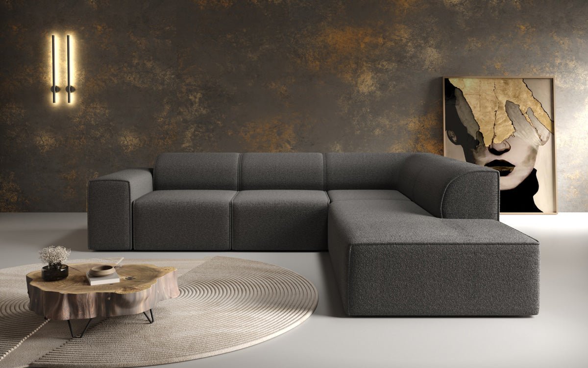 Luxusbetten24 Designer Idiola L Sofa aus Teddy Bouclé